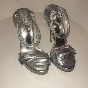 ALDO Silver Heel Sandals, Size 6